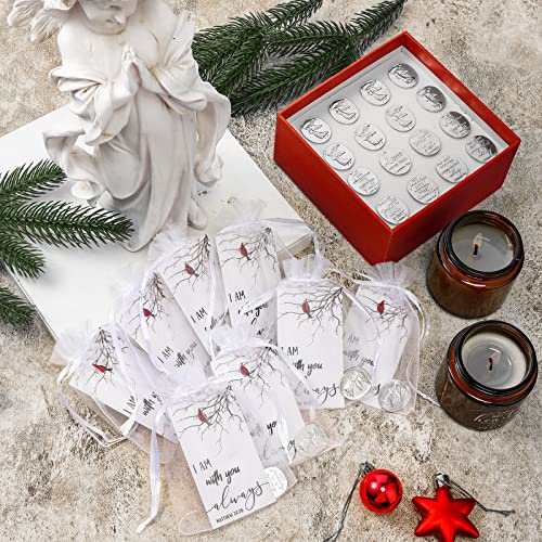 Fumete 72 Pieces Memorial Angel Sign Coins Set Pocket Token Guardian Pocket Angel Coins Red Cardinal Poem Cards Prayer Cards White Organza Bags Gift Charms Presents for Family