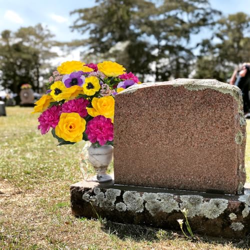 2pcs Fall Cemetery Flowers for Grave Artificial Flowers for Cemetery Vase