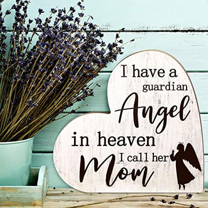 Sympathy Gift Memorial Wooden Heart Shaped Sign for Loss of Mother Bereavement Gift I Call Her Mom in Memory Loss of Loved Mom for Table Centerpieces Remembrance