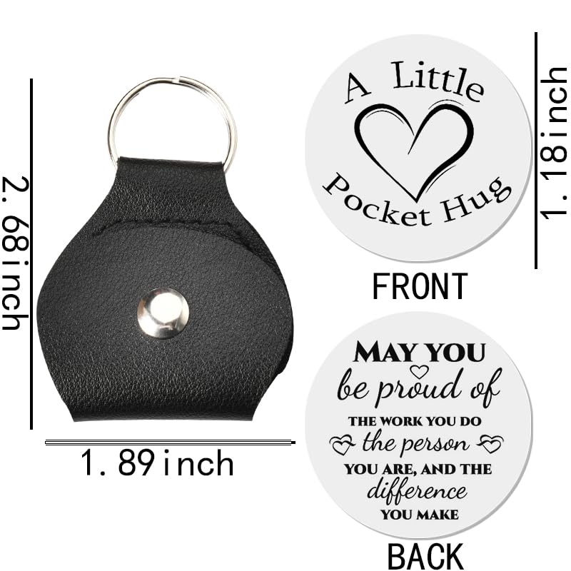 Sisadodo Pocket Hug Token Long Distance Relationship Keepsake Gifts for Women Birthday Christmas Gifts With Leather Keychain - color: May You Be Proud of the Work You Do