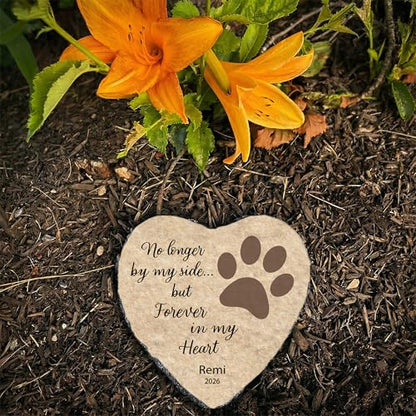 Personalized Dog Memorial Stone, No Longer by My Side Heart Plaque, Pet Loss Gift for Dogs Headstone (S-009) - color: S-009