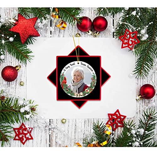 JUESMOS Picture Frame Red Cardinal Christmas Ornaments 2025 Christmas in Heaven Ornaments, in Memory of Loved One Memorial Photo Frame Ornament for Xmas Tree Ornament Memorial Gifts