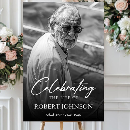 Personalized Funeral Welcome Signs, Celebration Of Life Yard Sign, Celebration of Life Decoration, Custom Memorial Sign, Minimalist Memorial Sign With Photo, Memory Signs For Funerals#14 - color: Design 14
