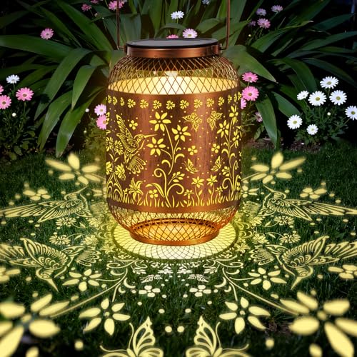 Vaukki Patio Solar Lantern Outdoor Waterproof, Hummingbird Garden Decor