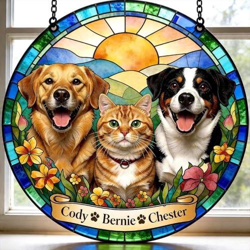 Personalized Pet Memorial Suncatcher Dog Cat, Pet Memorial Suncatcher, Custom Pet Loss Suncatcher, Gifts for Dog Lovers - color: #13 Pet Memorial