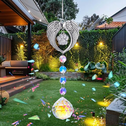 Pet Memorial Suncatcher,Dog Memorial Gifts for Loss of Dog,Cats Remembrance,Pet Loss Sympathy Gift,Bereavement Gifts - color: Silver