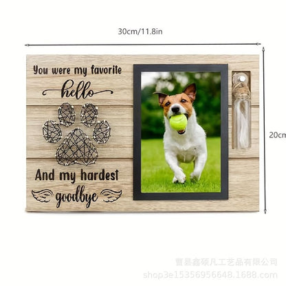 Dog Remembrance Gift Memorial Gifts for Dogs or Cats,Picture Frame with Paw Print Design,Loss of Dog Sympathy ,Wood Photo Display with Quote and Hair Keepsake Vial,a Grieving Friend Pet Lost Gift and Dead box (wood,4*6)