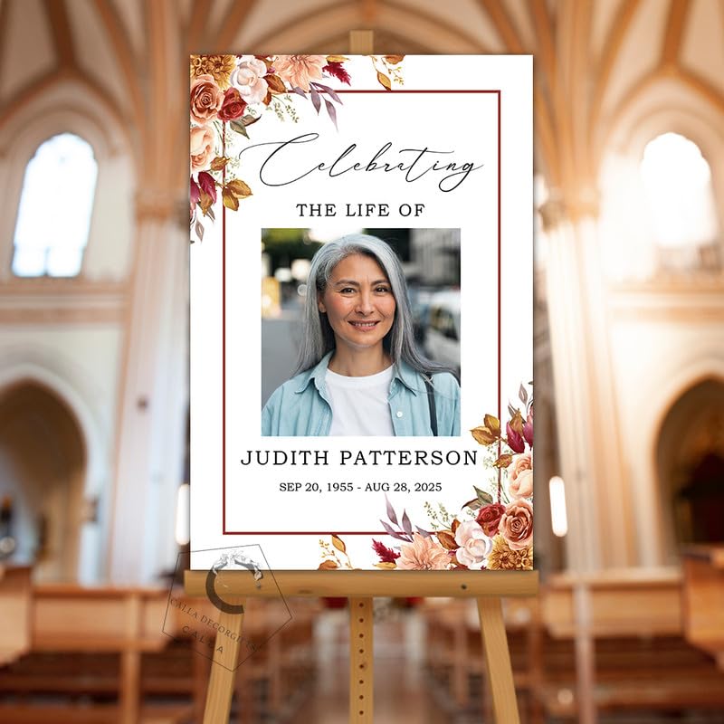 Modern Memorial Tribute Canvas – “Celebration of Life” Personalized Poster, Customizable Name & Date, Ideal for Funeral & Home Sympathy Display - color: Style 8