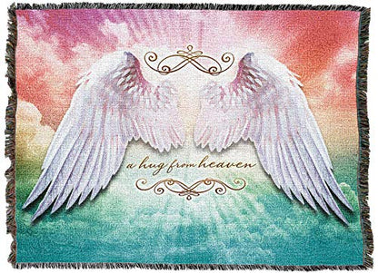 Pure Country Weavers A Hugs from Heaven Blanket by Brigid Ashwood - Sympathy Bereavement Gift Tapestry Throw Woven from Cotton - Made in the USA (72x54) - color: Hugs from Heaven, size: 72" x 54"