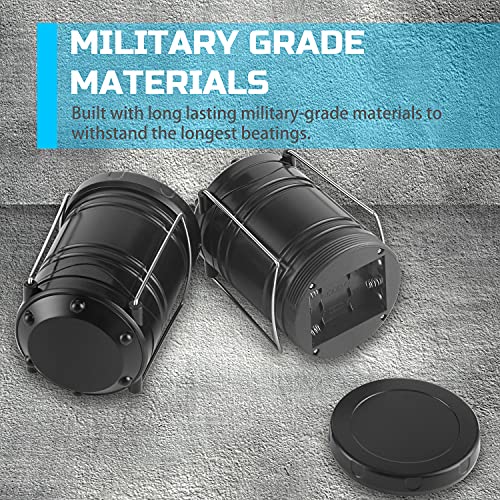 Lichamp 4 Pack LED Camping Lanterns, Collapsible Flameless Candles Tea Lights, Portable Battery Powered Camping Lights Emergency Supplies Kit, Black - color: Black