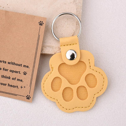 Leather Paw Print Keychain for Dog Cat Pet Hair Keepsake Keychain Sympathy Memorial Gift for Loss of Cat Dog Puppy - color: Yellow