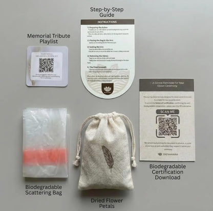 Biodegradable Water Burial Urn Kit with Pink Flower – Cruise Approved Ocean Ashes Scattering Ceremony with Certificate (3 Sizes) (Small) - size: Small