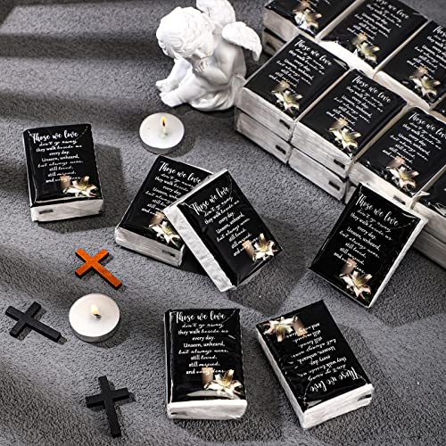 100 Packs Funeral Facial Tissues Memorial Keepsake Pocket Tissue Those We Love Don't Go Away Inspirational Poem Tissue 3 Ply Napkin Packs Funeral Favor for Guests Family Relative, 700 Sheets(Black) - color: Black