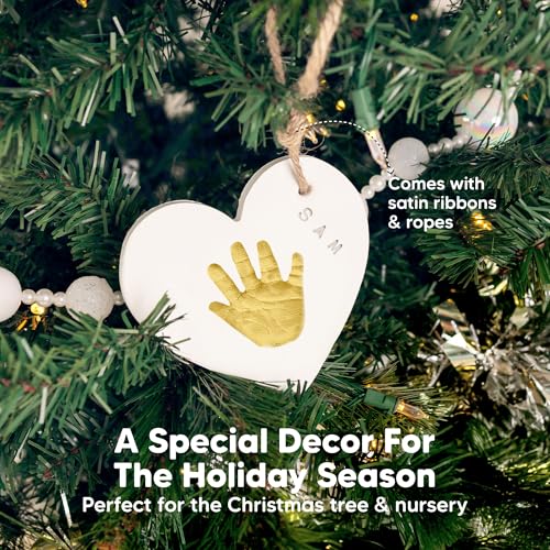 Baby Handprint Footprint Ornament Keepsake Kit, Newborn Imprint (Duo Heart) - color: Duo Heart