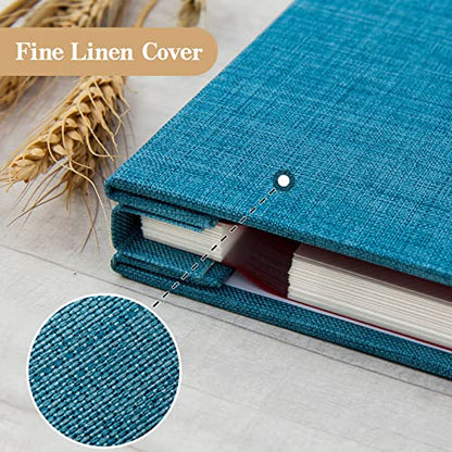 potricher Self Adhesive Photo Album 40 Pages, Linen cover, Blue | Photo Album Self Adhesive 4x6 5x7 8x10 Pictures, Linen Cover DIY Scrapbook Albums for Family, Wedding, Baby, Anniversary - color: Blue, size: 11x10.6 Inches 40 Pages