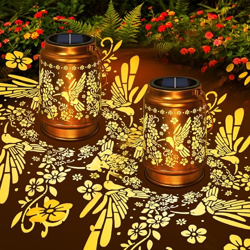 Solar Lanterns Outdoor Waterproof Hummingbird Hanging Solar Lantern - size: 2 packs