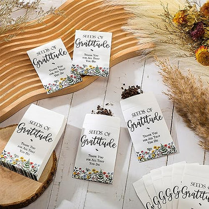 Colarr 100 Pack Wildflower Seed Packets Self Adhesive Thank You Seed Packets Rustic Floral Seeds Storage Pockets Kraft Envelopes for Coworker Baby Shower Wedding Gratitude Gift Office Party Favors