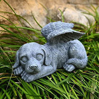 Sleeping Angel Dog Ornament Memorial Stone Gift for Pet Loss Sympathy - color: Angel Dog