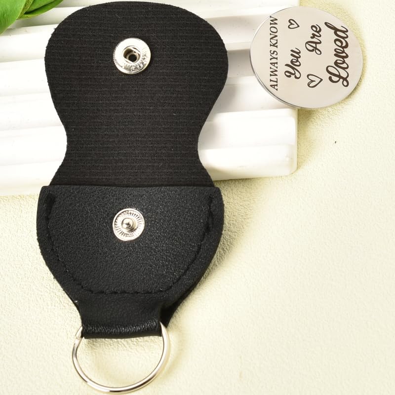 Pocket Hug Keychain Coin Gift for Women Men Pocket Token for Best Friends Bff Birthday Inspiration Gifts for Husband Boyfriend Anniversary Christmas Gifts Motivational Keychain with PU Case - color: Always Know You Are Loved