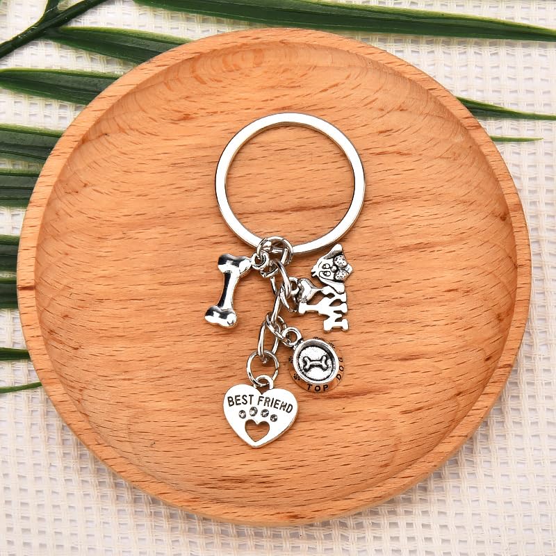 I Love My Dog Paw Print Keychain Pet Best Friend Puppy Bone Key Chain Charm for Dog Lovers Mom Dad Owners Birthday Christmas Gifts for Veterinarian Loss of Pet Memorial Sympathy Keyring Gift
