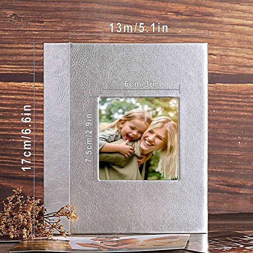 Ywlake Photo Album 4x6 100 Pockets 2 Packs, Small Mini Capacity Leather Photo Albums, Each Pack Holds 100 Top Loader Vertical Only Pictures Silver - color: Silver, size: 100 Photos/2PK