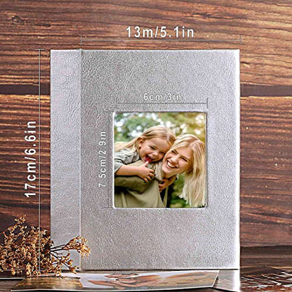Ywlake Photo Album 4x6 100 Pockets 2 Packs, Small Mini Capacity Leather Photo Albums, Each Pack Holds 100 Top Loader Vertical Only Pictures Silver - color: Silver, size: 100 Photos/2PK