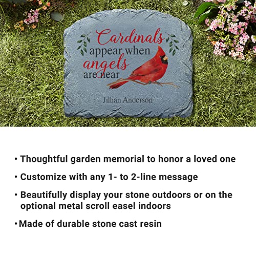 Leet's Make Memories Personalized Memorial Garden Stone - Sympathy - Loss of Loved One - Grave Marker - Condolences - Indoor/Outdoor - Durable Resin - Cardinals Appear When Angels are Near - style: Cardinals Appear