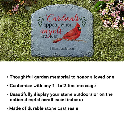 Leet's Make Memories Personalized Memorial Garden Stone - Sympathy - Loss of Loved One - Grave Marker - Condolences - Indoor/Outdoor - Durable Resin - Cardinals Appear When Angels are Near - style: Cardinals Appear