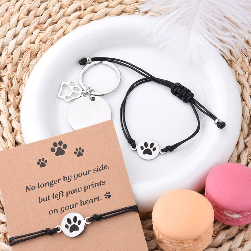 Sisadodo Rainbow Bridge Dog Memorial Gifts for Loss of Dogs Cats Rainbow Bridge Bracelet Keychains Paw Crystal Sun Catcher - color: Keychain Bracelet and Card