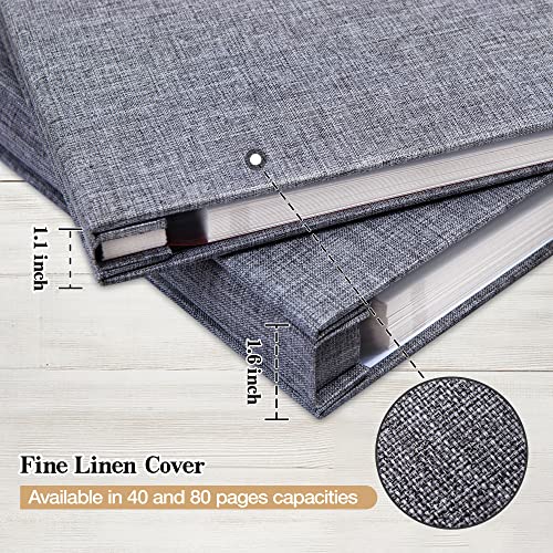 potricher Self Adhesive Photo Album 80 Pages, Linen cover, Gray | Photo Album Self Adhesive 4x6 5x7 8x10 Pictures, Linen Cover DIY Scrapbook Albums for Family, Wedding, Baby, Anniversary - color: Gray, size: 11x10.6 Inches 80 Pages
