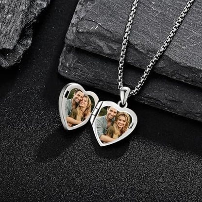 Personalized Heart Locket Necklace 925 Sterling Silver That Holds Pictures Photo Keep Someone Near to You Custom Lockets Necklaces Letters Engraving for His Her - style: Evil Eye locket only