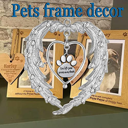 Pet Memorial Christmas Ornaments, Angel Wings Dog Remembrance Gift, Pet Memorial Gifts for Loss of Dog,Pet Bereavement Sympathy Gift, Xmas Tree Hanging Decorative Keepsake Frame Decor Pendant