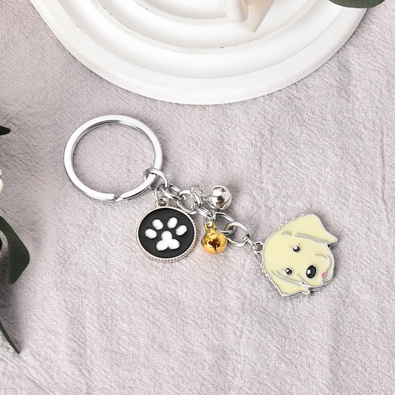 Cute Pet Dog Keychain Gifts for Women Men BFF Birthday Gifts for Best Friends Dog Loss Sympathy Gift for Pet Owners Dogs Claw Memorial Gift for Dogs Lovers Gold Labrador Retriever Keychain