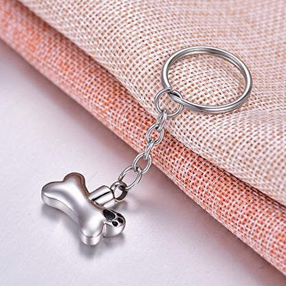 COCO Park Pet Paw Bone Urn Pendant Key Chain, Cremation Jewelry Memorial Ash Keepsake, Funnel Fill Kit