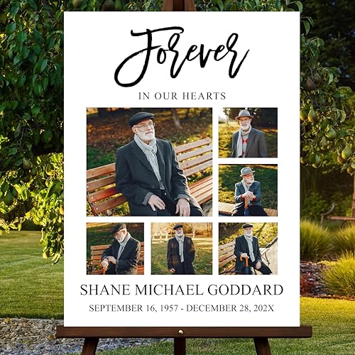 Custom Funeral Welcome Sign with Photo, Memorial Yard Sign, Celebration of Life Welcome Board, Personalized Remembrance Sign for Funeral Service - CCTC09 - color: Background #09