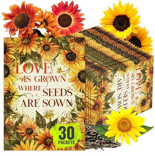 Seed Needs Sunflower Seed Packet Gift Favors for Weddings & Bridal Showers - size: 30 Packs, style: FAV-002