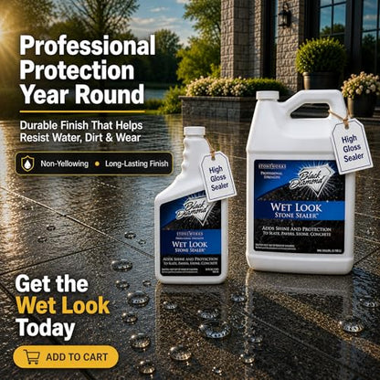 Wet Look Stone & Concrete Sealer, High Gloss for Pavers & Patios, 1 Quart | For Pavers & Patios, 1 Quart - style: 1-Quart
