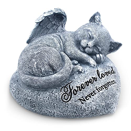 Orchid Valley Sleeping Cat Garden Statue - Pet Memorial Stone - Grave Marker - Beautifully Packaged Memorial Gift, Headstones for Cats or Thoughtful Sympathy Gift