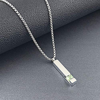 YOUFENG Urn Necklaces for Ashes Birthstone Cube Urns for Human Ashes Memorial Cremation Urn Locket Keepsake Ashes Jewelry - style: Silver - August