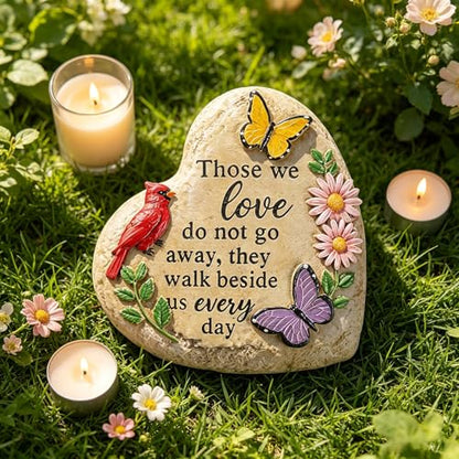 Memorial Garden Stone Cardinal Sympathy Gifts with Butterfly Flowers