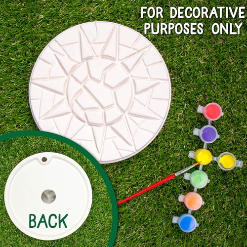 Creative Roots Mosaic Sun Stepping Stone Kit, Includes 7-Inch Ceramic Stepping Stone & 6 Vibrant Paints, DIY Garden Stone for Kids Ages 6+ - style: Sun