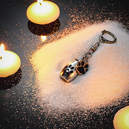 Tudomro 2 Pcs Pet Urn Keychain for Ashes Dog Cat Paw Print - color: Cute Style