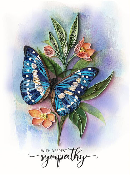 Butterfly Sympathy Card, Animal Pattern, 5in x 7in, Blank Inside, Envelope Included - color: Butterfly Sympathy