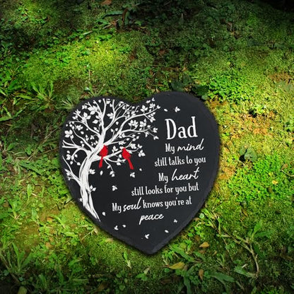 Dad Memorial Stone, Memorial Gifts for Loss of Dad Cardinal Memorial Garden Stone, Sympathy Gifts for Loss of Father in Memory of Dad in Heaven - My Mind Still Talks to You