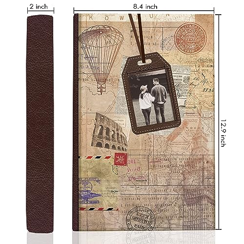 Holoary Photo Album 4x6 300 Photos 3 Pictures Per Page, Memo Writing Area for Each Pocket, with Photo Frame Window, 300 Pockets 4”x6”, Printed Book Cover Travel Design World Map Adventure Vacation - size: 300 Pockets