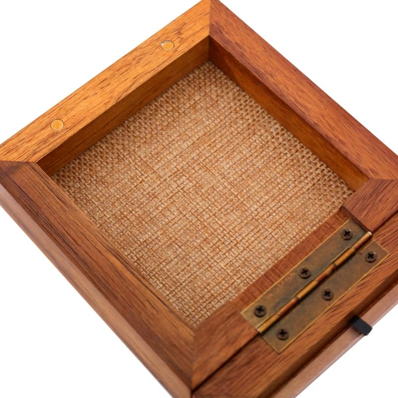 3x3 Tiny Shadow Box Frame, Acacia Wood, Acrylic Front, Brown | Solid acacia wood, clear acrylic front, linen pin board, 0.6-inch depth; for mini photos, pins, coins, flowers and keepsakes - size: 3x3