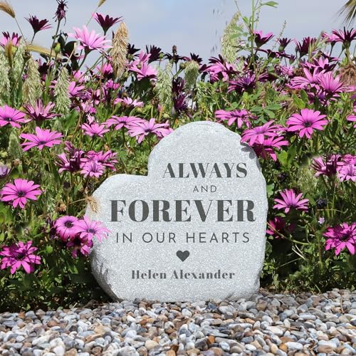 Let's Make Memories Personalized Memorial Garden Stone - Sympathy - Loss of Loved One - Condolences - Outdoor - Headstone - Durable Resin - Upright Garden Marker - Blooms with Love - style: Blooms With Love