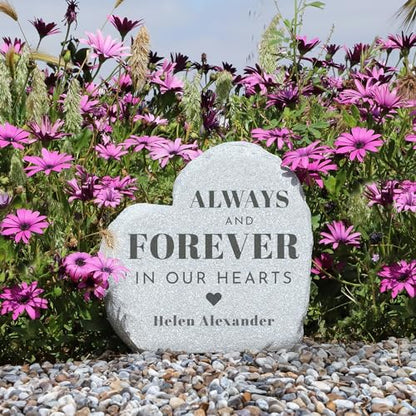 Let's Make Memories Personalized Memorial Garden Stone - Sympathy - Loss of Loved One - Condolences - Outdoor - Headstone - Durable Resin - Upright Garden Marker - Blooms with Love - style: Blooms With Love