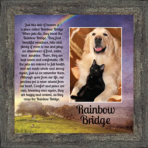 Crossroads Home Décor Rainbow Bridge Picture Frame, Dog Loss, Loss of a Pet, Loss of a Cat, Pet Memorial Picture Frame, 6416BW - color: Barnwood