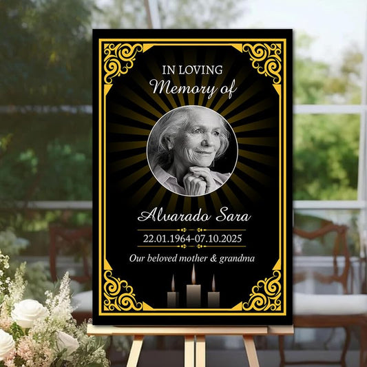 CALLA DECORGIFTS Funeral Picture Canvas – Custom Printed Memorial Artwork with Photos and Names, Elegant Wall Hanging Tribute for Honoring a Life Well Lived - color: Version8